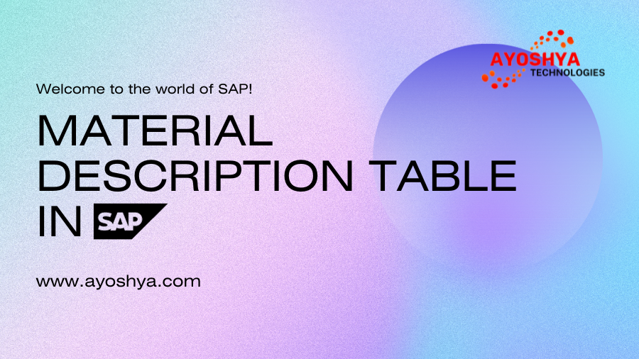 Material Description Table In Sap SAP Oracle Partner And Support 