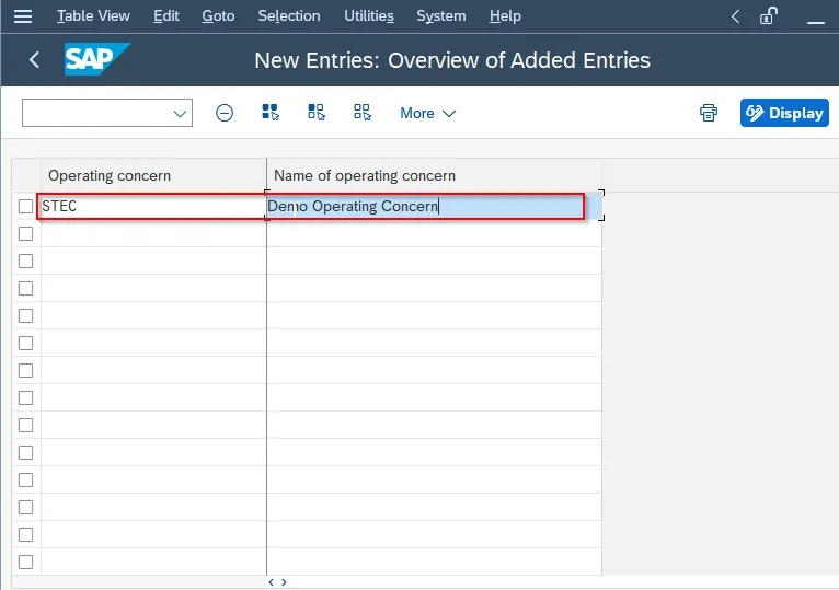 Overview of added entries
