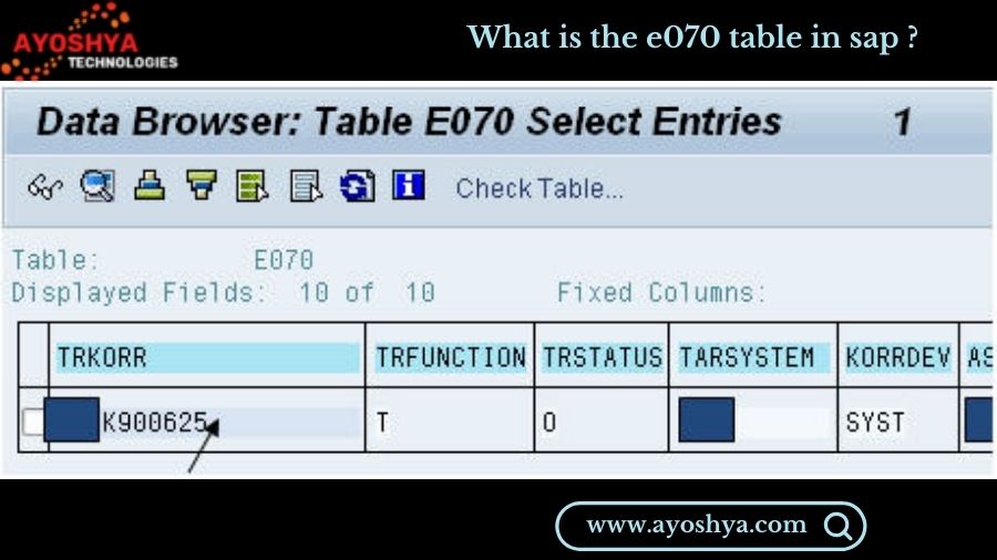 e070 table in sap